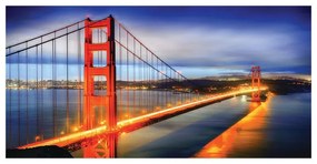 Stampa su tela Golden gate illuminato, multicolore 140 x 70 cm