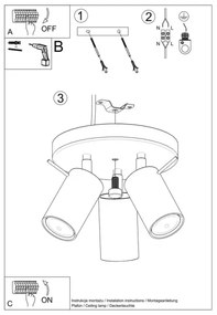 Sollux SL.1016 - Faretto RING 3xGU10/10W/230V nero