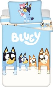 Set copripiumino e federa da bambini blu in cotone per culla 100x135 cm Bluey – Jerry Fabrics