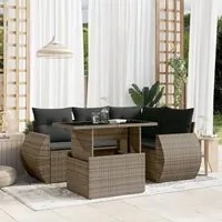 Set Divano da Giardino 5 pz con Cuscini Grigio in Polyrattan 3268510