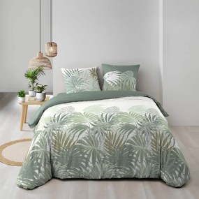 Set copripiumino e federa verde in cotone per letto matrimoniale ed esteso 240x220 cm Nymea – douceur d'intérieur