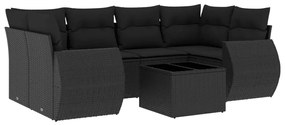 Set divani da giardino con cuscini 7pz nero polyrattan