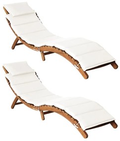 Lettini Prendisole Con Cuscini 2pz Bianco Crema Massello Acacia /