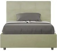 Letto imbottito 1 piazza e mezza 120x190 cm Mika - Senza rete,Microfibra,T verde