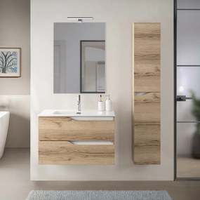 Colonna bagno sospesa 160 cm quercia e bianco Sumya