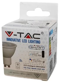 V-TAC Smart Lampada Faretto Led GU10 4,5W WiFi CCT Dimmerabile APP Compatible Amazon Alexa Google Home SKU-2750