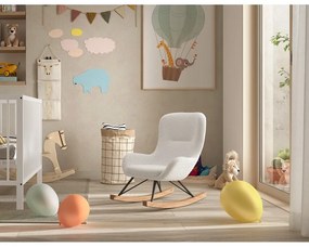 Sedia a dondolo bianca in tessuto bouclé ROCKY - Vipack
