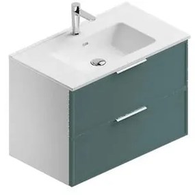 Mobile sottolavabo e lavabo Quadra per vasca centrale bianco-mirto in mdf L 80 x H 57 x P 46 cm 2 cassetti