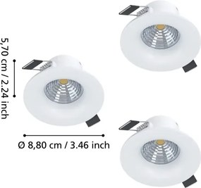 Eglo 902277 - Set da 3 faretti LED dimmerabili da incasso SALICETO, LED/4,8W/230V, Ø 8,8 cm, bianco