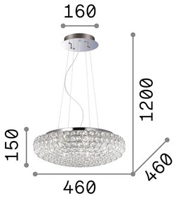 Sospensione Contemporanea King Metallo-Cristallo Cromo 7 Luci G9 3W 3000K