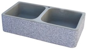 Acquaio Da Esterno 2 Vasche In Pietra Ricostruita Brecciato Grigio 93x47xH23 Cm