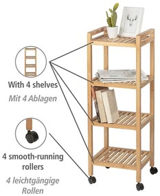 Scaffale da bagno in legno di noce con tre ripiani e ruote 35x97 cm Norway - Wenko