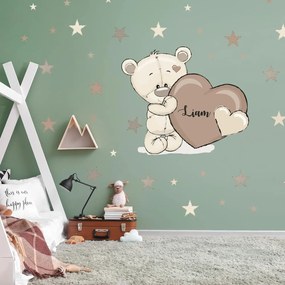 Orsetto beige con cuore - adesivo da parete | Inspio