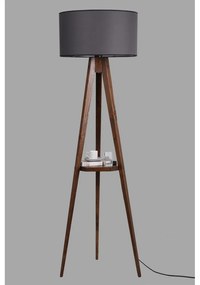 Lampada da terra nera/marrone con paralume in tessuto (altezza totale 176 cm) Sehbalı Tripod – Opviq lights