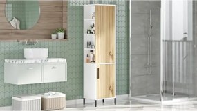 Colonna Bagno Multiuso Armadietto 45x36x174H Rovere E Bianco Vitale