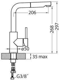 ALVEUS 1135366 - Rubinetto lavello con doccetta estraibile SARA 29,7 cm raso
