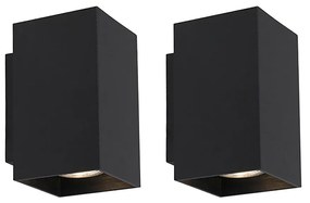 Set di 2 lampade da parete moderne nere quadrate 2 luci - Sandy