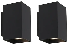 Set di 2 lampade da parete moderne nere quadrate 2 luci - Sandy