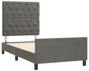 Giroletto con testiera grigio scuro 80x200 cm in velluto