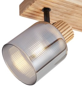 Faretto moderno in legno con vetro fumé 2 luci ruotabile e inclinabile - Gracy