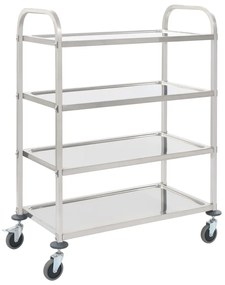 Carrello Da Cucina A 4 Livelli 107x55x125 Cm İn Acciaio Inox /