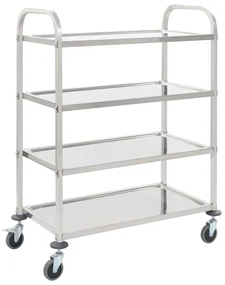 Carrello Da Cucina A 4 Livelli 107x55x125 Cm İn Acciaio Inox /