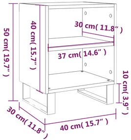 Comodini 2 pz Bianco Lucido 40x30x50 cm in Legno Multistrato