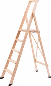 Scala Pieghevole in Legno 5 Gradini H100 cm Naturale...