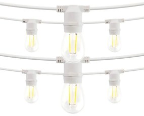 Catena di luci lineare 10 metri con 10 lampadine E27 Bianco caldo 2700K IP54 Bianca Wisdom