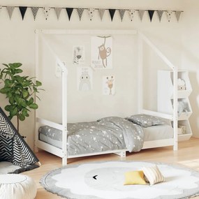 Giroletto Per Bambini Bianco 80x160cm İn Legno Massello Di Pino /