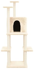 Albero per gatti con tiragraffi in sisal crema 144,5 cm