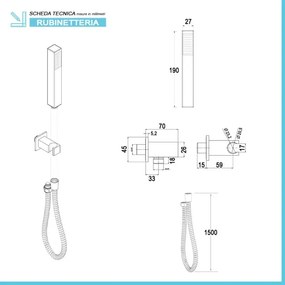 Set doccia da incasso con soffione 30x20 cm e kit doccia completo Lotus