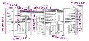 Set da Pranzo da Giardino 7 pz Miele in Legno Massello di Pino