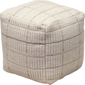TESSA - pouf in lana avorio con decoro 40 x 40