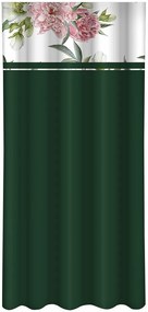 Elegante tenda verde scuro con stampa di peonie rosa Larghezza: 160 cm | Lunghezza: 270 cm