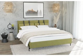 Letto matrimoniale imbottito verde chiaro con griglia 200x200 cm Tulsa - Ropez