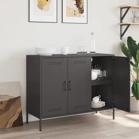 Credenza nera 100,5x39x79 cm in acciaio laminato a freddo