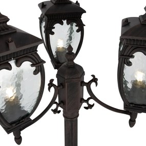 Lampada Da Terra Classica Da Esterno Alluminio Bronzo 3 Luci E27 60W Ip44