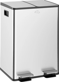 Pattumiera Differenziata Cestino Spazzatura 2 Scomparti da 28L in Acciaio Inox Argento...