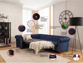 Divano angolare blu allungabile (con penisola a sinistra/a L) con rivestimento in velluto York Blik – Ropez