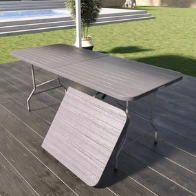 Tavolo Tavolino Pieghevole In Dura Resina Set Birreria Facile Trasporto Con Maniglie Ideale Per Giardino Campeggio Terrazzo Fiere Sagre 180 x 74 x 74 cm Colore Grigio