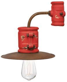 Applique Vintage Urban Ferro E Ceramica Rosso 1 Luce E27 25Cm