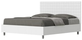 Letto Matrimoniale 160x200 cm struttura bianco frassino testata Bur - Bianco,Similpelle,Contenitore