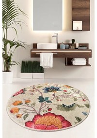 Tappeto da bagno Circle Vintage Flower, ø 140 cm - Foutastic