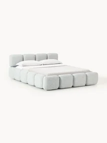 Letto imbottito in bouclé con contenitore Tayla