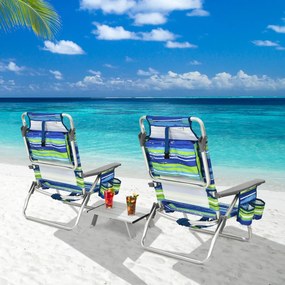 Costway Set di sedie da spiaggia e tavolino, Sedie da esterno reclinabili con tavolino da campeggio in alluminio 3 Colori