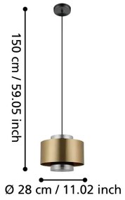 Eglo 390066 - Lampadario a sospensione con filo DUGLIA 1xE27/40W/230V oro