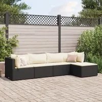 Set Divani da Giardino 5 pz con Cuscini Nero in Polyrattan 3308056