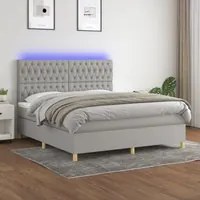 Letto a Molle Materasso e LED Grigio Chiaro 180x200 cm Tessutocod mxl 99030