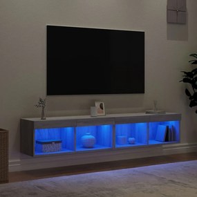 Mobili Porta TV con Luci LED 2 pz Grigio Sonoma 80x30x30 cm